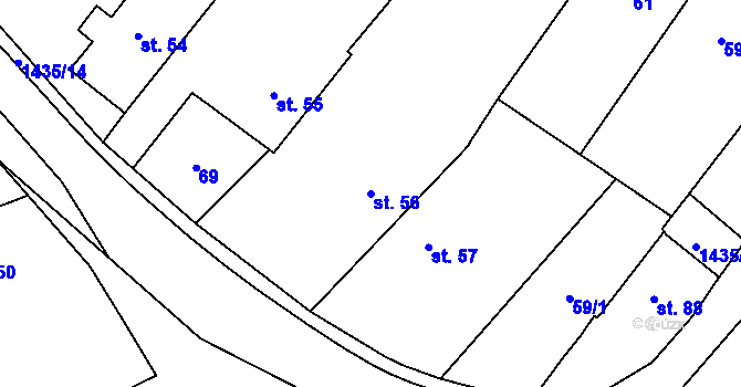 Parcela st. 56 v KÚ Prapořiště, Katastrální mapa