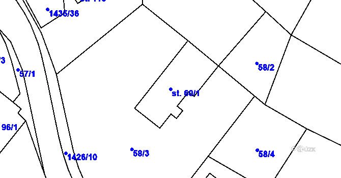 Parcela st. 60/1 v KÚ Prapořiště, Katastrální mapa