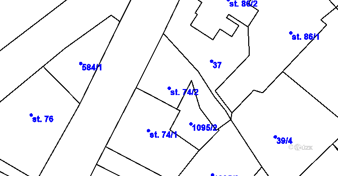 Parcela st. 74/2 v KÚ Prapořiště, Katastrální mapa