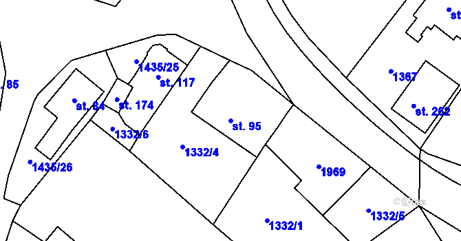 Parcela st. 95 v KÚ Prapořiště, Katastrální mapa