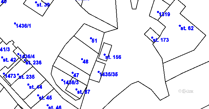 Parcela st. 156 v KÚ Prapořiště, Katastrální mapa