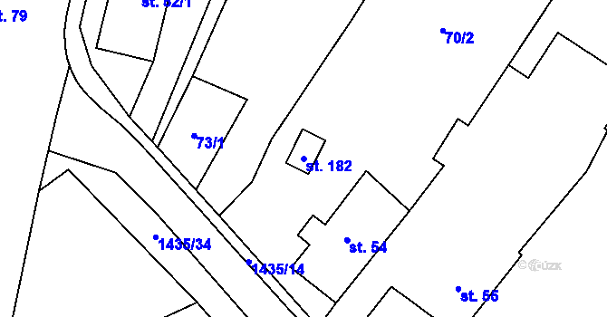 Parcela st. 182 v KÚ Prapořiště, Katastrální mapa