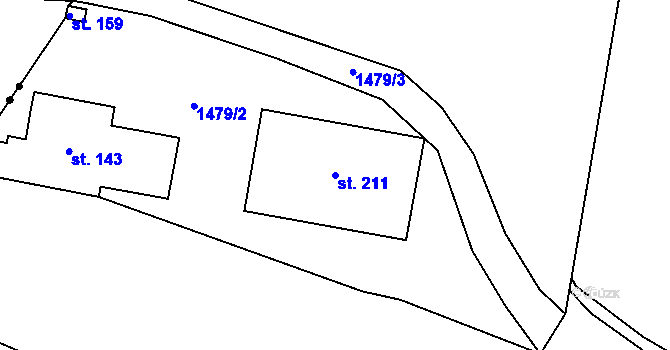 Parcela st. 211 v KÚ Prapořiště, Katastrální mapa