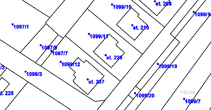 Parcela st. 226 v KÚ Prapořiště, Katastrální mapa