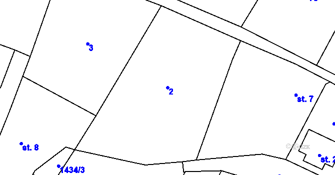 Parcela st. 2 v KÚ Prapořiště, Katastrální mapa