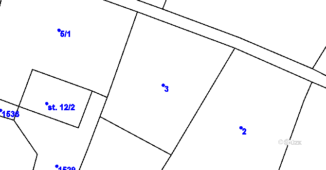 Parcela st. 3 v KÚ Prapořiště, Katastrální mapa