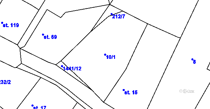 Parcela st. 10/1 v KÚ Prapořiště, Katastrální mapa