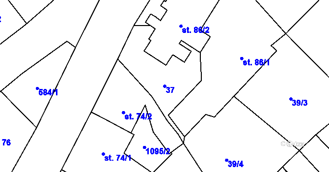 Parcela st. 37 v KÚ Prapořiště, Katastrální mapa