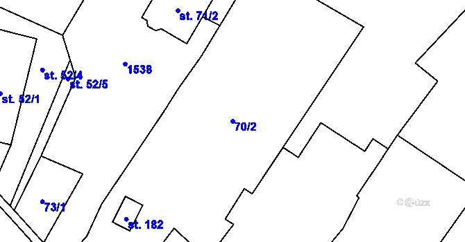 Parcela st. 70/2 v KÚ Prapořiště, Katastrální mapa