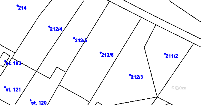 Parcela st. 212/6 v KÚ Prapořiště, Katastrální mapa