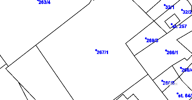 Parcela st. 267/1 v KÚ Prapořiště, Katastrální mapa