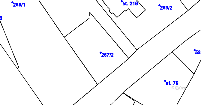 Parcela st. 267/2 v KÚ Prapořiště, Katastrální mapa