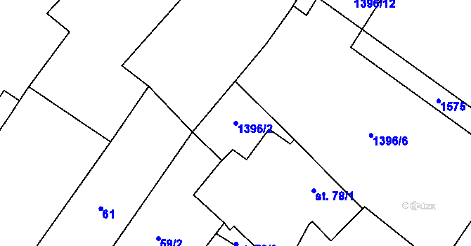 Parcela st. 1396/2 v KÚ Prapořiště, Katastrální mapa