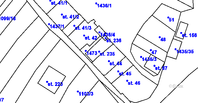 Parcela st. 235 v KÚ Prapořiště, Katastrální mapa