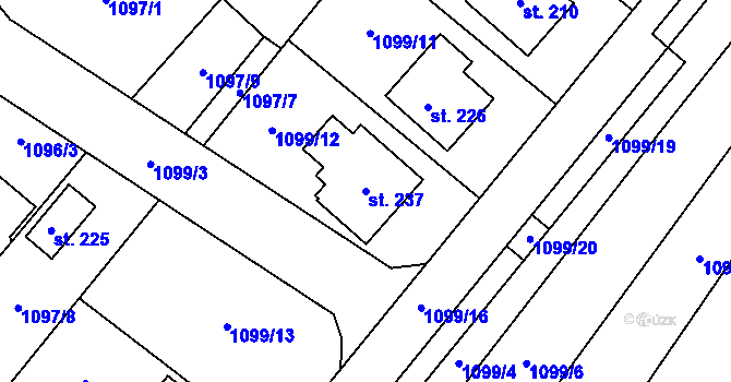 Parcela st. 237 v KÚ Prapořiště, Katastrální mapa