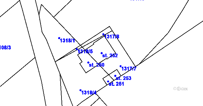 Parcela st. 252 v KÚ Prapořiště, Katastrální mapa