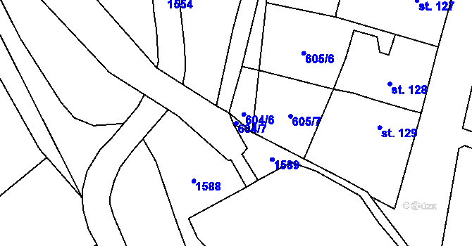 Parcela st. 604/7 v KÚ Prapořiště, Katastrální mapa