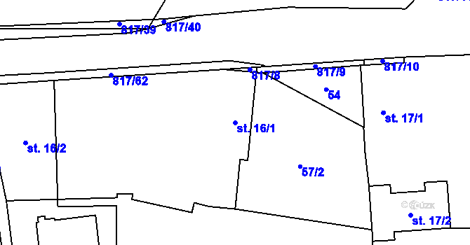 Parcela st. 16/1 v KÚ Kobylice, Katastrální mapa
