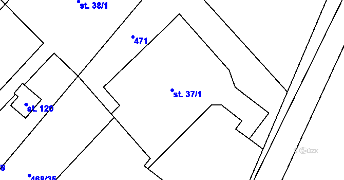 Parcela st. 37/1 v KÚ Kobylice, Katastrální mapa