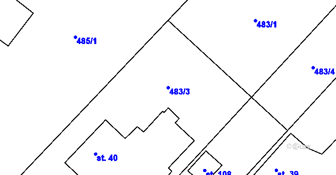 Parcela st. 483/3 v KÚ Kobylice, Katastrální mapa