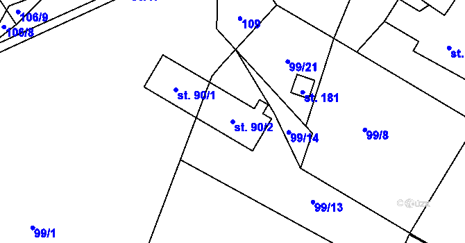 Parcela st. 90/2 v KÚ Kobylice, Katastrální mapa