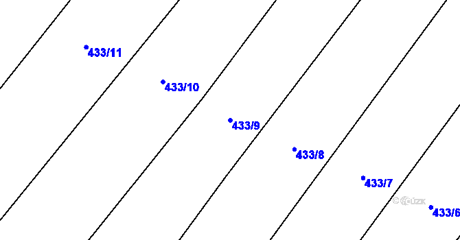 Parcela st. 433/9 v KÚ Kobylice, Katastrální mapa