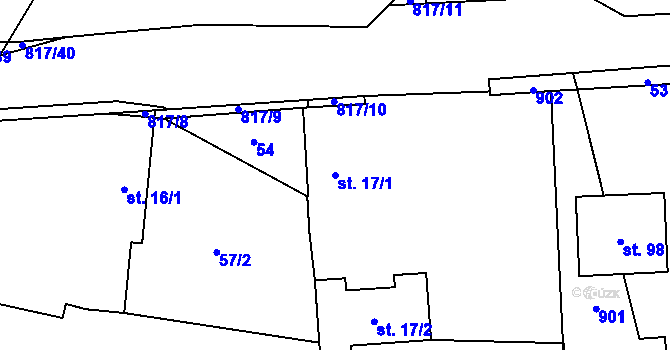 Parcela st. 17/1 v KÚ Kobylice, Katastrální mapa