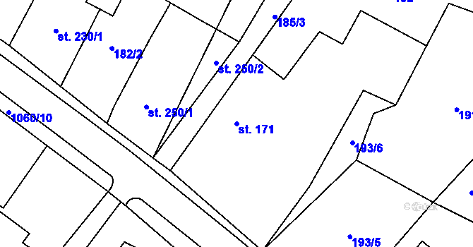 Parcela st. 171 v KÚ Prasek, Katastrální mapa