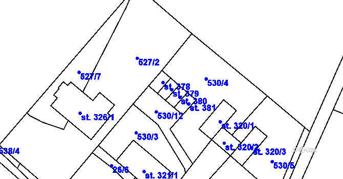 Parcela st. 379 v KÚ Prasek, Katastrální mapa