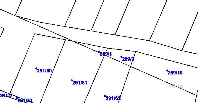 Parcela st. 269/1 v KÚ Prasek, Katastrální mapa