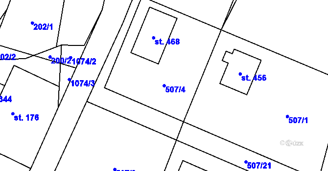 Parcela st. 507/4 v KÚ Prasek, Katastrální mapa