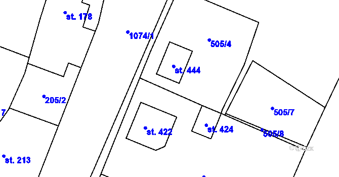 Parcela st. 507/9 v KÚ Prasek, Katastrální mapa