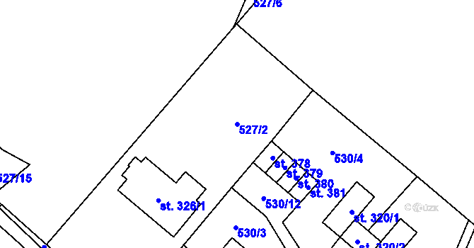 Parcela st. 527/2 v KÚ Prasek, Katastrální mapa