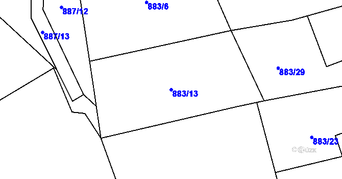Parcela st. 883/13 v KÚ Prasek, Katastrální mapa
