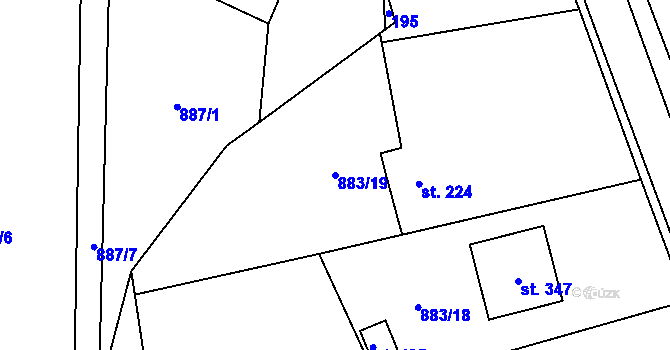 Parcela st. 883/19 v KÚ Prasek, Katastrální mapa