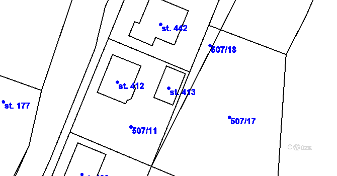 Parcela st. 413 v KÚ Prasek, Katastrální mapa