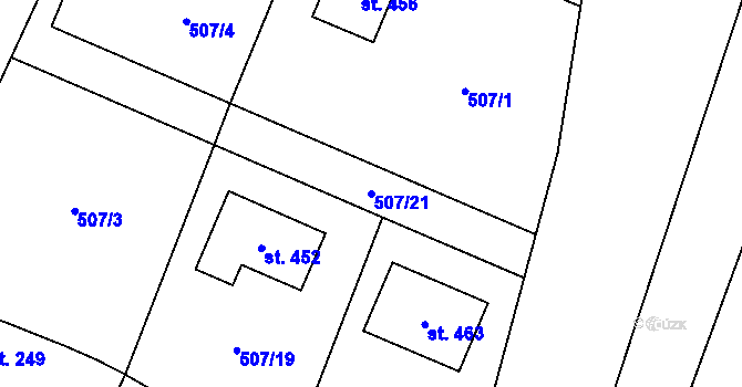 Parcela st. 507/21 v KÚ Prasek, Katastrální mapa