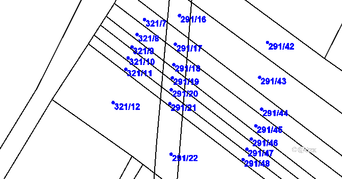 Parcela st. 291/20 v KÚ Prasek, Katastrální mapa