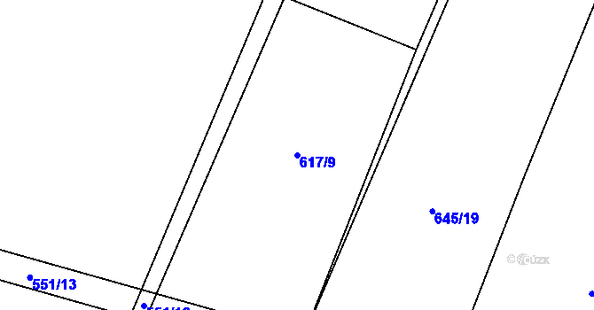 Parcela st. 617/9 v KÚ Prasek, Katastrální mapa