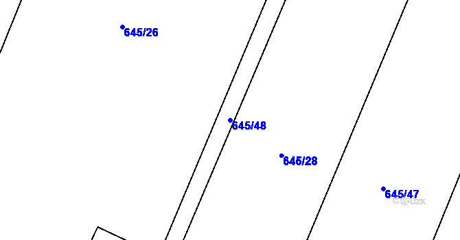 Parcela st. 645/48 v KÚ Prasek, Katastrální mapa