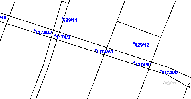 Parcela st. 1174/50 v KÚ Prasek, Katastrální mapa