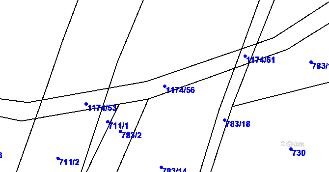 Parcela st. 1174/56 v KÚ Prasek, Katastrální mapa