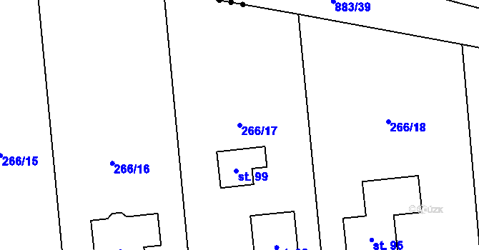 Parcela st. 266/17 v KÚ Zdechovice u Nového Bydžova, Katastrální mapa