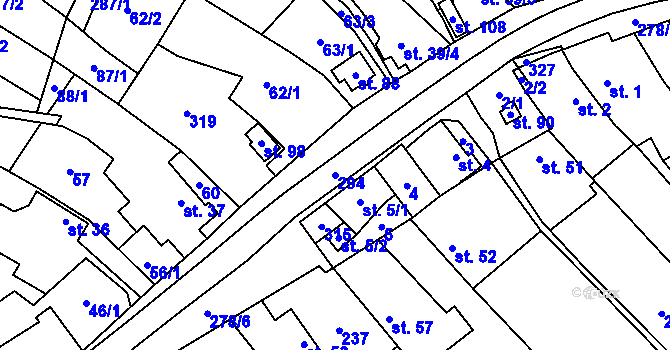 Parcela st. 294 v KÚ Zdechovice u Nového Bydžova, Katastrální mapa