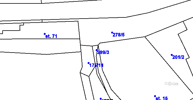 Parcela st. 299/3 v KÚ Zdechovice u Nového Bydžova, Katastrální mapa