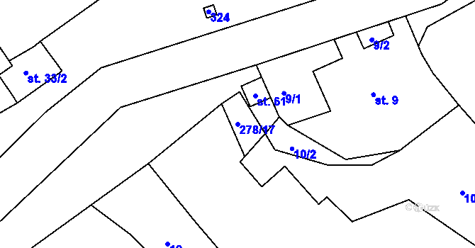 Parcela st. 278/17 v KÚ Zdechovice u Nového Bydžova, Katastrální mapa