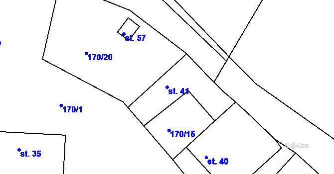 Parcela st. 41 v KÚ Prasetín, Katastrální mapa
