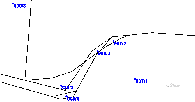 Parcela st. 908/3 v KÚ Prasetín, Katastrální mapa