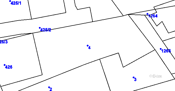 Parcela st. 4 v KÚ Praskačka, Katastrální mapa