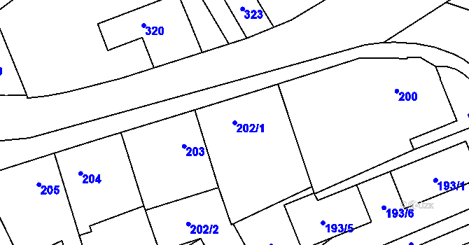 Parcela st. 202/1 v KÚ Praskačka, Katastrální mapa